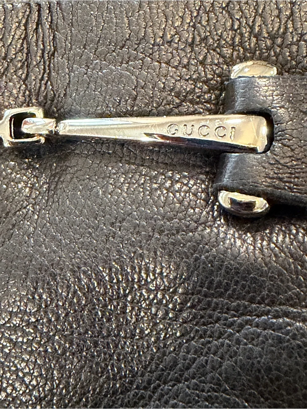 Gucci Black Leather Women's Gloves with Tom Ford Silver Horsebit Accent